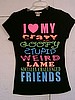 6 Pcs Ladies Neon Print Baby Doll T shirts I LOVE MY FRIENDS